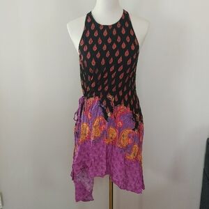 Free People Black and Purple Sleeveless Dress